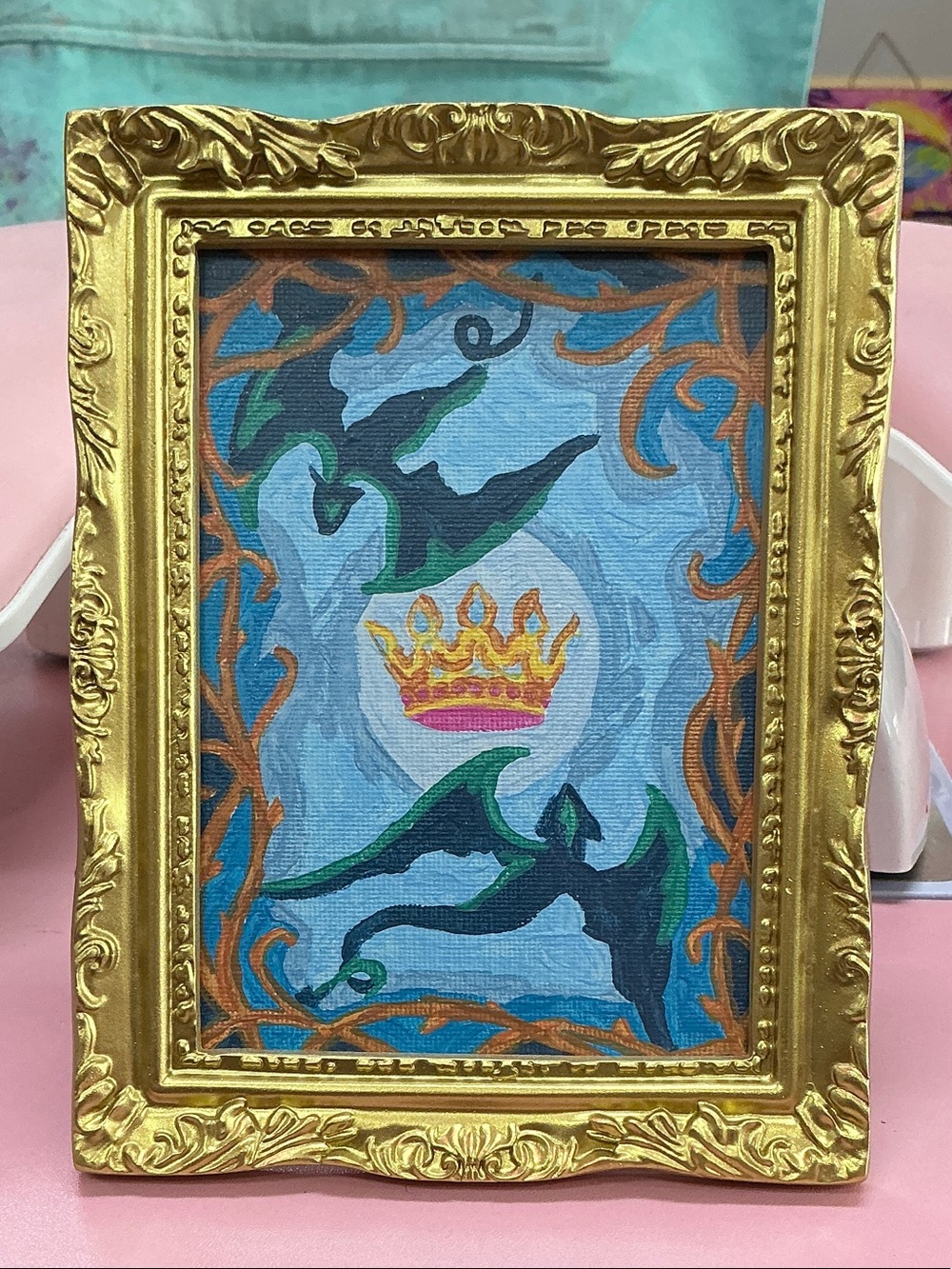 Crown with Dragons Paint-by-Number Framed Mini by Artist's Loft® 7x5.5 Completed